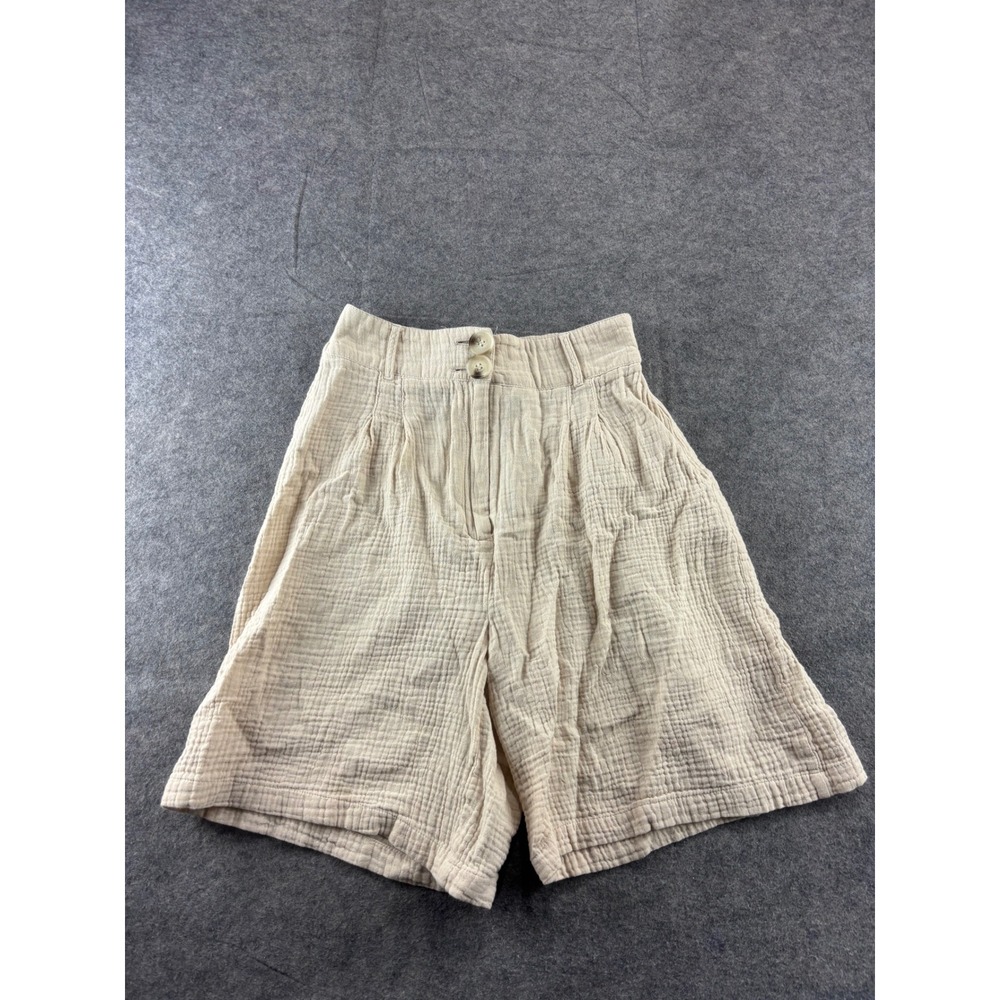 Polygram Womens S High Waisted Textured Gauze Shorts Elastic Back Waist Coastal